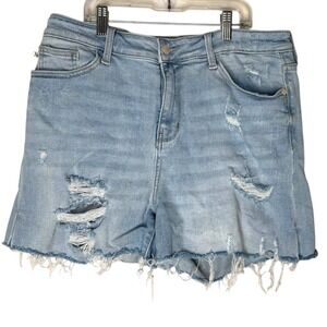 Judy Blue Distressed Light Blue Jean Shorts